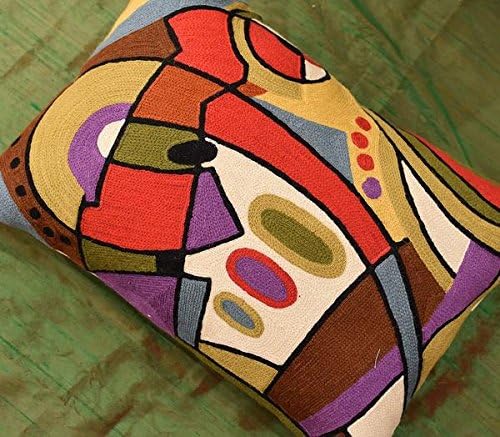 Lumbar Kandinsky Contemporary Throw Pillows - Musical | Modern Pillow Cases | Abstract Pillows | Modern Accent Pillow | Abstract Chair Cushions | Handmade Cushion | Wool Size 14x20-Ruum Studio Home