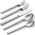 Alata Cube 60-Piece Forged Stainless Steel Flatware Set Cutlery Set, Silverware Set Service for 12, Mirror Finish, Dishwasher Safe-Ruum Studio Home