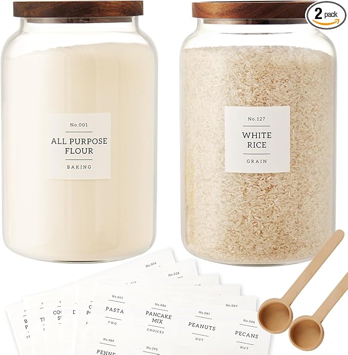 2 PCS Large Glass Jar with Airtight Lid, Glass Food Storage Jars for Tea,Spice,Cereal, Egg,Flour,Coffee and More(1 gallon/4000 ml)-Ruum Studio Home