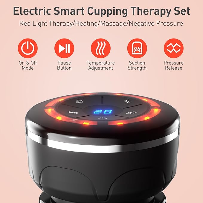 UBALANCE Smart Cupping Therapy Set - Cellulite Massager with 6 Massage Cups, Portable Electric Device for Enhanced Blood Circulation, Reduced Cellulite, and Muscle Soreness Relief(Black)-Ruum Studio Home
