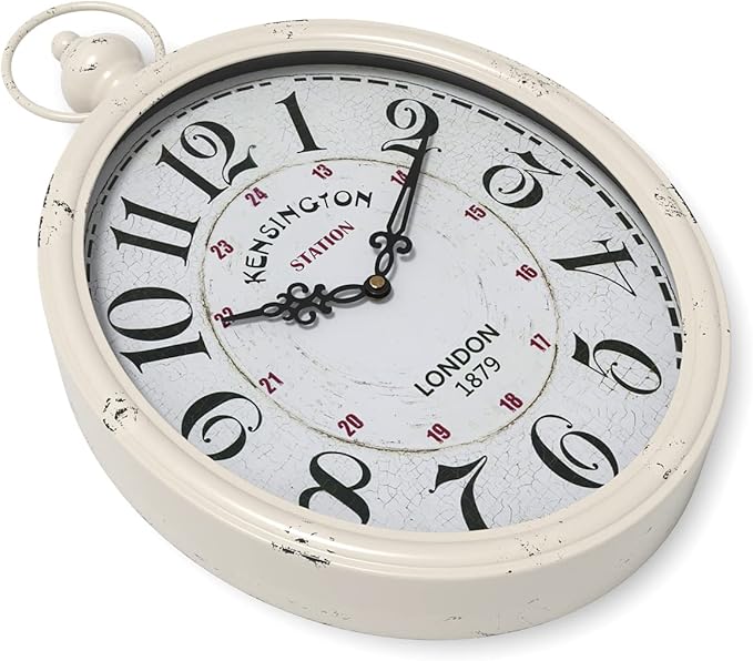 Menterry Oval Retro Wall Clock, Rustic Vintage Style, White Antique Design, Battery Operated Silent Decor Large Wall Clocks for Kitchen,Farmhouse,Office (15.5" H x 10.5" W)-Ruum Studio Home