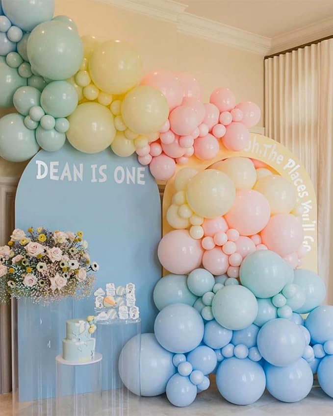 Pastel Balloons Arch Garland Kit, 146PCS Pastel Balloons 4 Sizes 18/12/10/5 Inch, Macaron Rainbow Balloon Arch Kit for Unicorn Birthday Baby Shower Wedding Easter Party Decorations-Ruum Studio Home