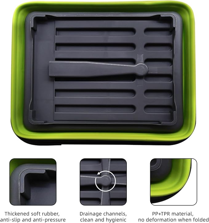 THANSTAR Collapsible Dish Drying Rack for RV Campers Portable Dinnerware Drainer Organizer for Kitchen Travel Trailer-Green-Ruum Studio Home