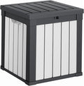 40 Gallon Resin Deck Box, Lockable Patio Outdoor Storage Box for Furniture, Garden Tools and Tools Storage, Waterproof Outside Storage Boxes - Black&White-Ruum Studio Home