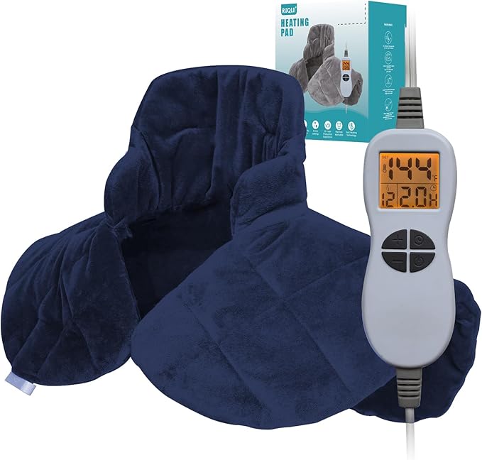 Ruqiji 19" x 24" Weighted Neck&Shoulder Heating Pad, 2.5lbs with 12 Temperature Settings&Countdown timer,Pain Relief for Neck/Shoulders/Menstrual Pain, Christmas Gifts for Women Men Mom Dad(Navy Blue)-Ruum Studio Home