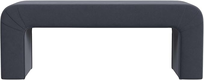 Modern Arch Channel Bedroom Bench Ottoman, 48" Entryway Bench and Shoe Rack, Soft Cushion Bench for Bedroom End of Bed, Ottoman Bench for Living Room, Bedroom, Entryway (Beach Blue Velvet)-Ruum Studio Home