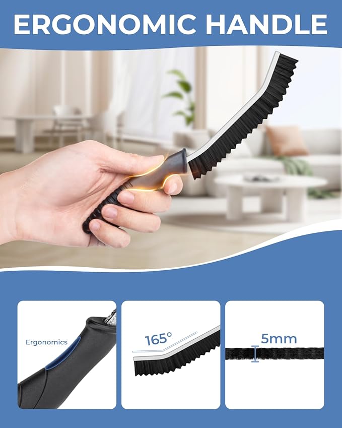 Crevice Cleaning Brushes, Cleaner Scrub Brush Tool for Hard to Reach Tight Space, Home Essentials, Serrated Scrub Brushes, Cleaning Supplies for Shower, Bathroom, Kitchen, Toilet (3, Black)-Ruum Studio Home