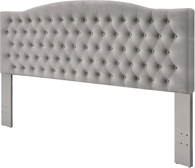 Velvet Upholstered Headboard King/Cal King Size Latest Model Wall Mount, Bed Frame Mount, Featuring High-Density Sponge Padding, Luxury Texture Easy Assembly and Style-Light Gray-Ruum Studio Home