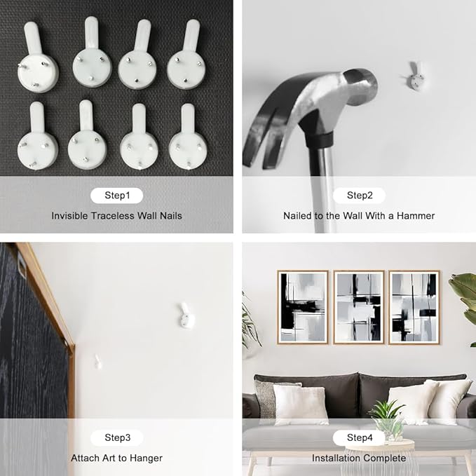 HPNIUB Modern Abstract Geometric Wall Art, Black & White Canvas Neutral Prints, Minimalist Bohemian Mid-Century Wall Art for Hallway, Office Wall Decor- 16"x24"x3-Ruum Studio Home