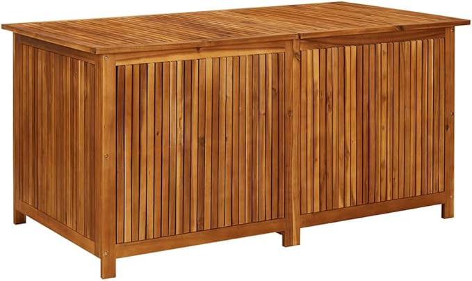 vidaXL Wooden Outdoor Storage Box with Gas-Lift Lid – Patio Deck Chest with Zippered Waterproof Bag for Garden Bench, Pool, Porch, Trunk, Cabinet, Teak Look – Brown, 59.1"x31.5"x29.5"-Ruum Studio Home