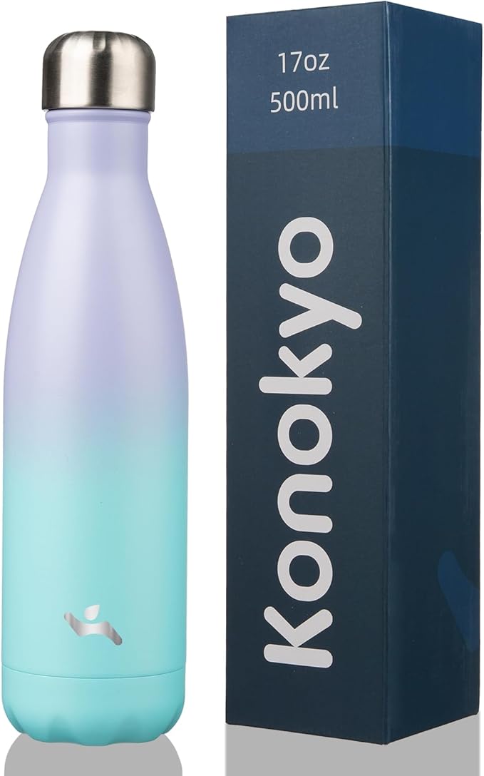 Insulated Water Bottles,17 oz Double Wall Stainless Steel Vacumm Metal Flask for Sports Travel,Lavender Green-Ruum Studio Home