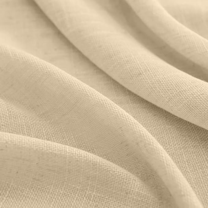 Joydeco Linen Curtains 84 Inch Length 2 Panels Set, Light Filtering Curtains for Bedroom Living Room,Linen Blend Drapes 52 Inches Wide with Back Tab Rod Pockets (W52 x L84 Inch, Natural)-Ruum Studio Home