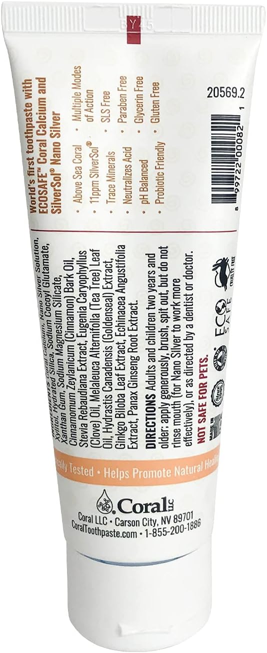 Coral Nano Silver Cinnamon Tea Tree Toothpaste, Natural Fluoride Free Teeth Whitening Toothpaste, Coral Calcium Nano Silver Infused SLS Free 4 Ounce-Ruum Studio Home