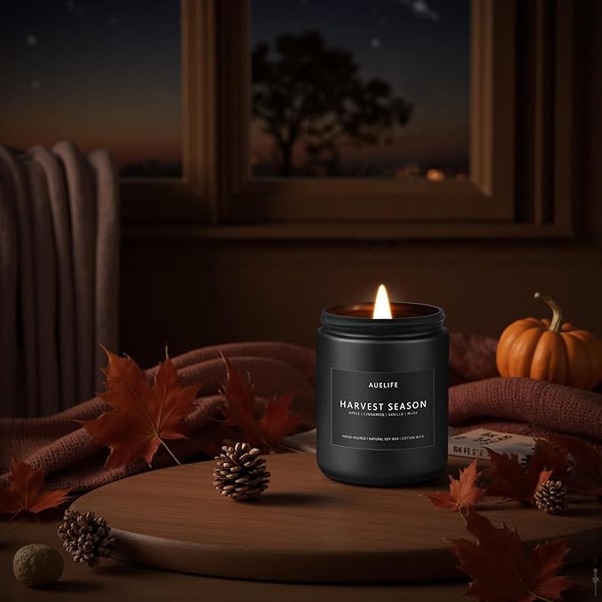 Fall Candle - Harvest Season Scented Candles, Fall Soy Candle for Home Decor, 7 oz Natural Soy Wax – Long-Lasting Autumn Candles, Aromatherapy Gift for Women & Thanksgiving, 7oz-Ruum Studio Home