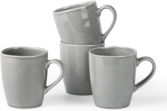 famiware Aurora Coffee Mugs, 14oz Mug Set of 4, Stoneware Mug, Cups for Kitchen, Cappuccino, Latte, Reactive Glaze, Microwave Safe, Scractch-resistant, Slate gray-Ruum Studio Home