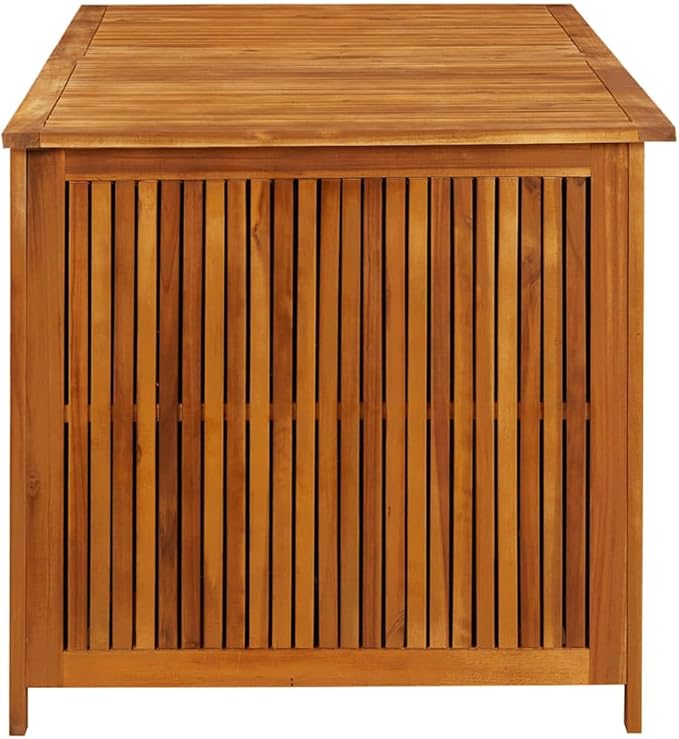 vidaXL Wooden Outdoor Storage Box with Gas-Lift Lid – Patio Deck Chest with Zippered Waterproof Bag for Garden Bench, Pool, Porch, Trunk, Cabinet, Teak Look – Brown, 59.1"x31.5"x29.5"-Ruum Studio Home