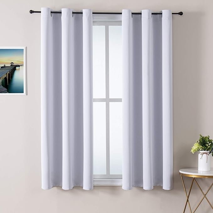 ChrisDowa Grommet Room Darkening Curtains for Bedroom and Living Room - 2 Panels Set Thermal Insulated Blackout Curtains (Greyish White, 38W x 54L)-Ruum Studio Home