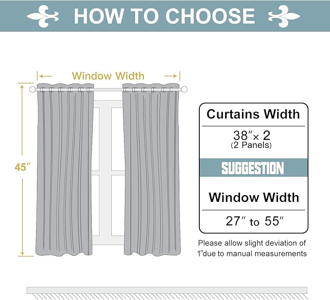 ChrisDowa Grommet Blackout Curtains for Bedroom and Living Room - 2 Panels Set Thermal Insulated Room Darkening Curtains (Stone Blue, 38W x 45L)-Ruum Studio Home