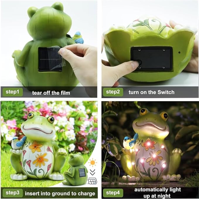 Solar Outdoor Frog Statue Lighting, Waterproof Frog Statue Light,Outdoor Lighting, Decorations for Patio,Yard,Lawn, Porch, Ornament-Ruum Studio Home