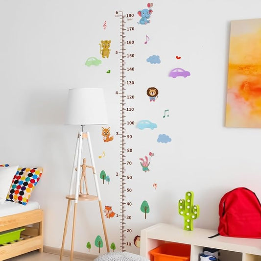 Cartoon Animals Self-adheve Vinyl Nursery Wall Decal Baby Growth Chart Sticker for Bedroom Play Room-Ruum Studio Home