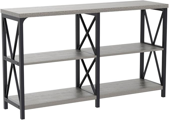 LVB Farmhouse Sofa Table, Rustic Console Table for Living Room, Entryway Table with Storage, Hallway Entry Table for Foyer, Light Grey Oak, 47 Inch-Ruum Studio Home