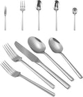 Silverware 45-Piece Flatware Set with Serving Utensils Stainless Steel Thick Heavy Mirror Polished Silver Cutlery Set for Wedding Hotel Restaurant, Service for 8-Ruum Studio Home