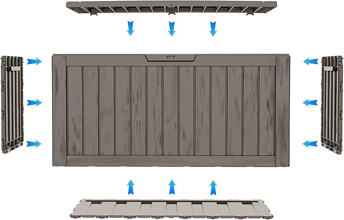 80 Gallon Outdoor Storage Box with Wheels, Waterproof Lockable Resin Deck Box Patio Storage Bin for Pool Accessories Cushion Furniture, Garden Tools, UV-Resistant Outside Delivery Grey-Ruum Studio Home