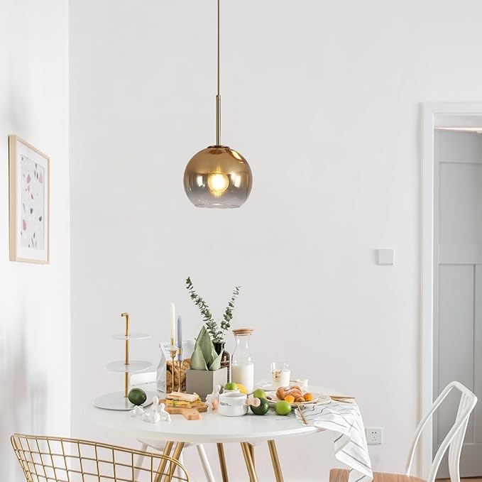 KCO Lighting Glass Globe Hanging Light Fixture Modern Gold Pendant Lights Kitchen Island Mid Century Dining Room Hanging Light Fixtures Over Table Single Pendant Light-Ruum Studio Home