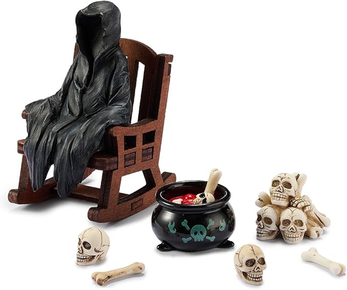 Halloween Fun Miniature Grim Reaper Figurine,Gothic Horror Resin Grim Reaper Decor,for Bookshelf Decor,Desk Trinkets,Collectible,Party Gifts-Ruum Studio Home
