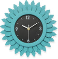 Honiway Wall Clock Battery Operated 12 Inch Rustic Wood Beach Sunburst Decorative Wall Clock Silent Non-Ticking Coastal Wall Decor Clocks for Living Room Kitchen Bathroom Bedroom (Cyan)-Ruum Studio Home