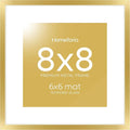 Homeforia 8x8 Picture Frame Gold, High End Metal 8 x 8 Square Photo Frames with Mat 6 by 6, 8x8 Poster Frame Matted to 6x6 inches Print, 8by8 Wall or Tabletop Frame, Tempered Glass, Wall Kit, Set of 1-Ruum Studio Home