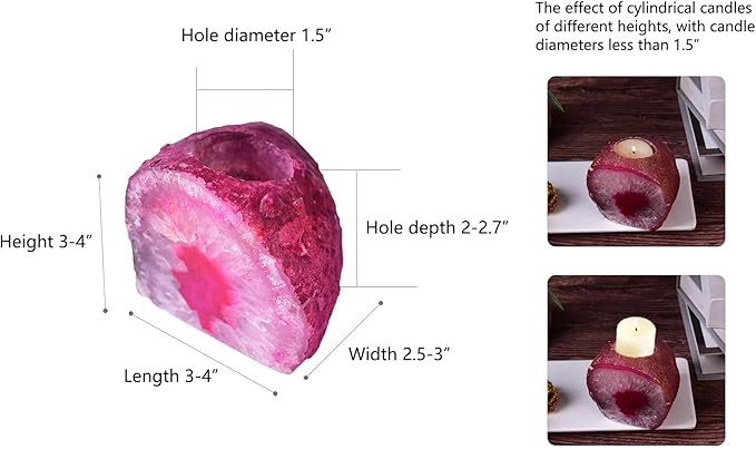 AMOYSTONE Dual-Purpose Agate Stone, 1-1.5lb Plant Terrarium & Candle Holder Base, for Boho Home Office Accent-Ruum Studio Home