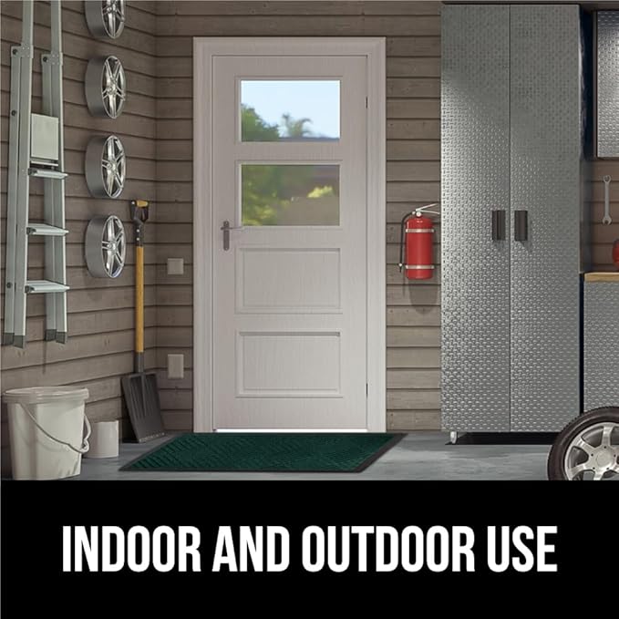 GORILLA GRIP 100% Waterproof All-Season WeatherMax Doormat US Designed Natural Rubber, Stain and Fade Resistant, Low Profile Indoor Outdoor Door Mats, Easy Clean Patio Mat, 23x35, Green Diamond-Ruum Studio Home