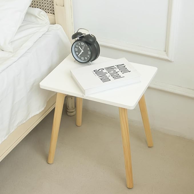AWASEN Side Table, Small End Accent Table for Living Room Bedroom Office Small Spaces, Modern White Side Table Nightstand with Solid Wood, Easy Assembly, (White)-Ruum Studio Home