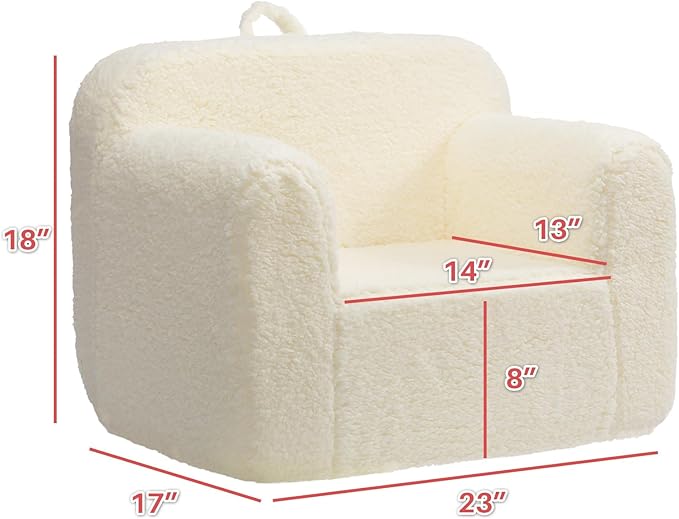 ALIMORDEN Kids Ultra-Soft Snuggle Foam Filled Chair, Toddler Cuddly Sherpa Reading Couch for Boys and Girls, Cream-Ruum Studio Home