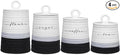 Young's Inc. 4 Pcs Set Rustic Modern Ceramic Canisters- Storage Container for Kitchen and Bathroom - Beautiful Home Decor Accent to Store Food, Coffee, Tea, and More - Black, White-Ruum Studio Home