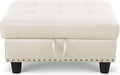 Ottoman Rectangular Storage Ottoman Bench, Faux Leather Footrest, Coffee Table, Stool Footstool with Hinged Lid for Living Room, Bedroom, Entryway, White, 28.5"x19"x17.5"-Ruum Studio Home