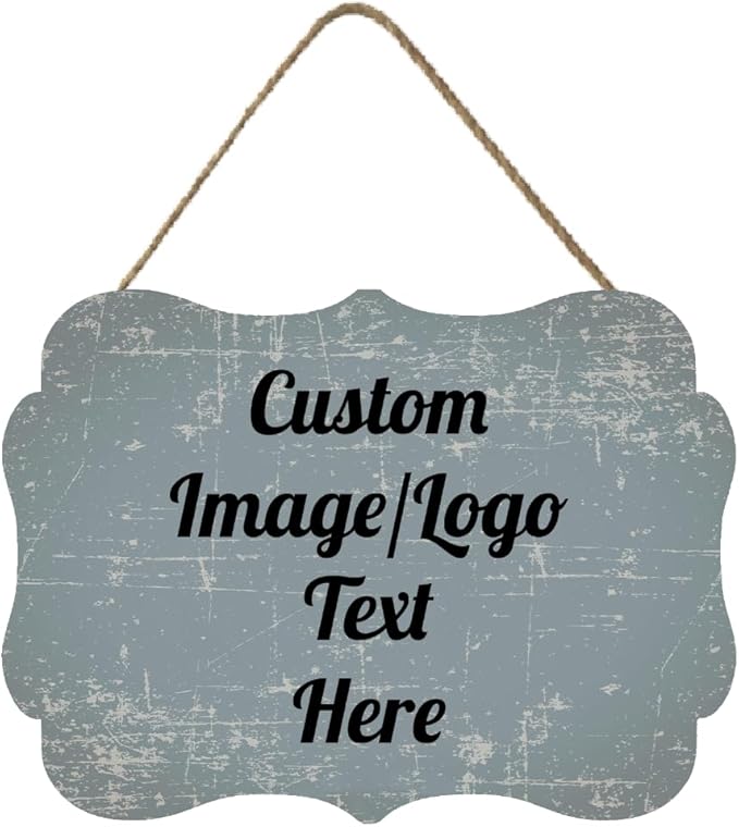 Personalized Wooden Welcome Sign for Front Door Decor - Customized Image/Text Hanging Door Sign, Farmhouse Decor for Home Office - 11.2 * 8 Inch-Ruum Studio Home