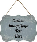 Personalized Wooden Welcome Sign for Front Door Decor - Customized Image/Text Hanging Door Sign, Farmhouse Decor for Home Office - 11.2 * 8 Inch-Ruum Studio Home