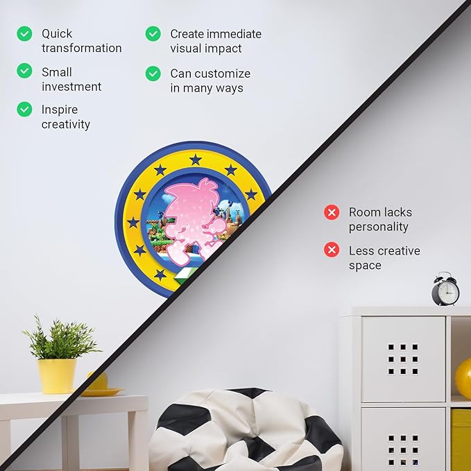 Speed Hero Wall Decal – Removable Vinyl Wall Art with Chaos Emerald Design – Gaming Room, Bedroom & Playroom Decor (Speed Hero)-Ruum Studio Home