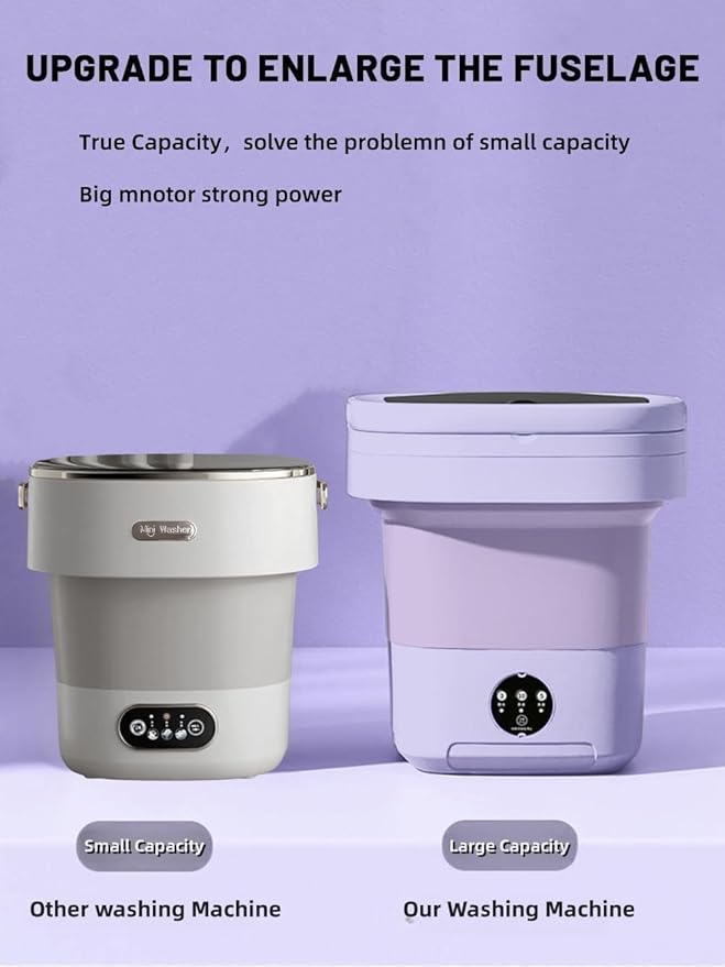 Portable Washing Machine, Mini Washer,16L Upgraded Large Capacity Foldable Washer.Deep Cleaning of Underwear, Baby Clothes and Other Small Clothes.Suitable for Apartments, Dormitories, Hotels.(Purple)-Ruum Studio Home