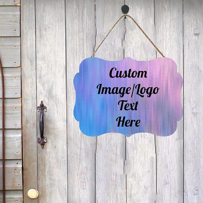 Personalized Wooden Welcome Sign Front Door Decor Personalized Home Sign Door Decorations Customized Image/Text Hanging Door Sign Farmhouse Decorations for Home Office 11.2 * 8 Inch-Ruum Studio Home