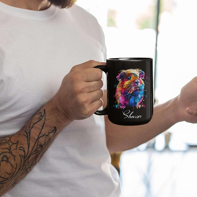 Personalized Customized Colorful Guinea Pig Coffee Cup, Animal Mug For Guinea Pig Lover, 11oz & 15oz Ceramic Mug - Gift For Birthday, Christmas-Ruum Studio Home