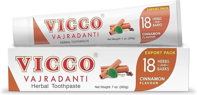 Vicco Vajradanti Ayurvedic Herbal Toothpaste by Vicco – 70 Year Legacy of Ayurveda, Cinnamon Flavour, with 18 Ayurvedic Herbs & Barks, 100% Natural, Vegan, Fluoride-Free & Cruelty-Free – 7 oz (1 Pack)-Ruum Studio Home