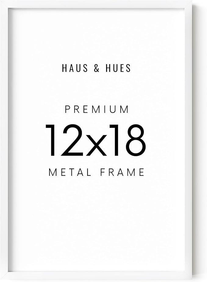 HAUS AND HUES 12x18 White Picture Frame - White 12x18 Frame Aluminum, Vertical & Horizontal Hanging, Shatterproof Plexiglass - Ideal for Home, Room, Office Decor (12x18 in, White)-Ruum Studio Home
