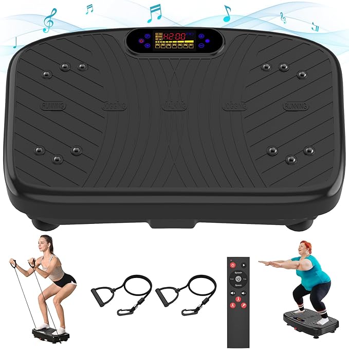 Vibration Plate Exercise Machine, Vibration Plate Platform for Lymphatic Drainage, 200 Adjustable Speeds Power Shaping Vibrating Plate Helps Weight Loss, Shaping, Max Weight 450 Lbs-Ruum Studio Home