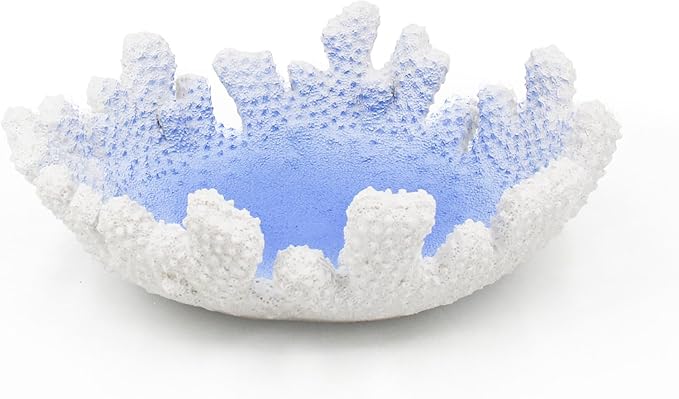 Santorini Blue Coral reef Textured Decorative Bowl,9.45" Medium Resin Decorative Centerpiece Bowl for Coastal Beach theme house table centerpiece decorations & Nautical decorations for coffee table-Ruum Studio Home