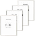 HAUS AND HUES 11x14 White Picture Frames Set of 4-11x14 White Frames Sets for Wall Collage, 11x14 Picture Frames and White Photo Frames, Wall Frame Set White and Wood Frames 11x14 (White Oak)-Ruum Studio Home