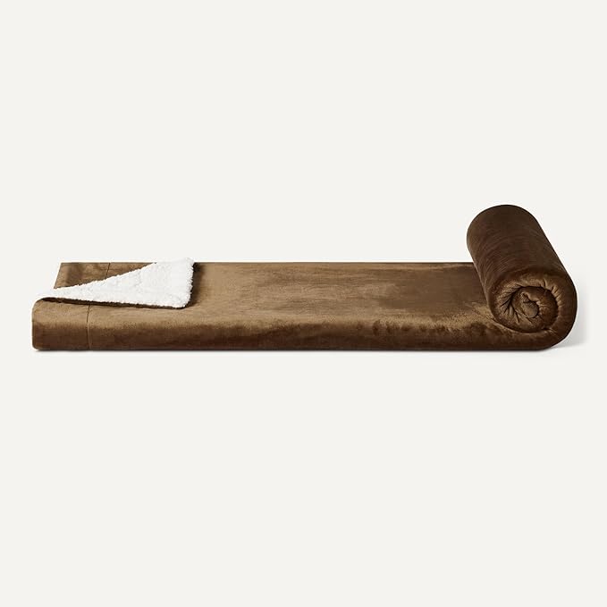 Amazon Basics Reversible Sherpa Throw Blanket, Brown, 50"x60"-Ruum Studio Home