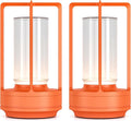 Portable Metal Table Lamp for Indoor/Outdoor ,Rechargeable Cordless LED Lamp, 3-Colour Infinitely Dimming Battery Powered Small Desk Lamp, Restaurant/Bedroom/Bar/Coffee/Camping Light (Orange set of 2)-Ruum Studio Home